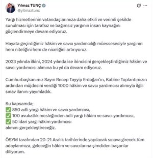 adalet bakani tunc bin hakim ve savci yardimcisi alimiyla ilgili sinav ilanini yayimladik XrBwAdqS.jpg